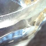 Champagne bucket, Art Deco style and period, thick, molded, frosted crystal