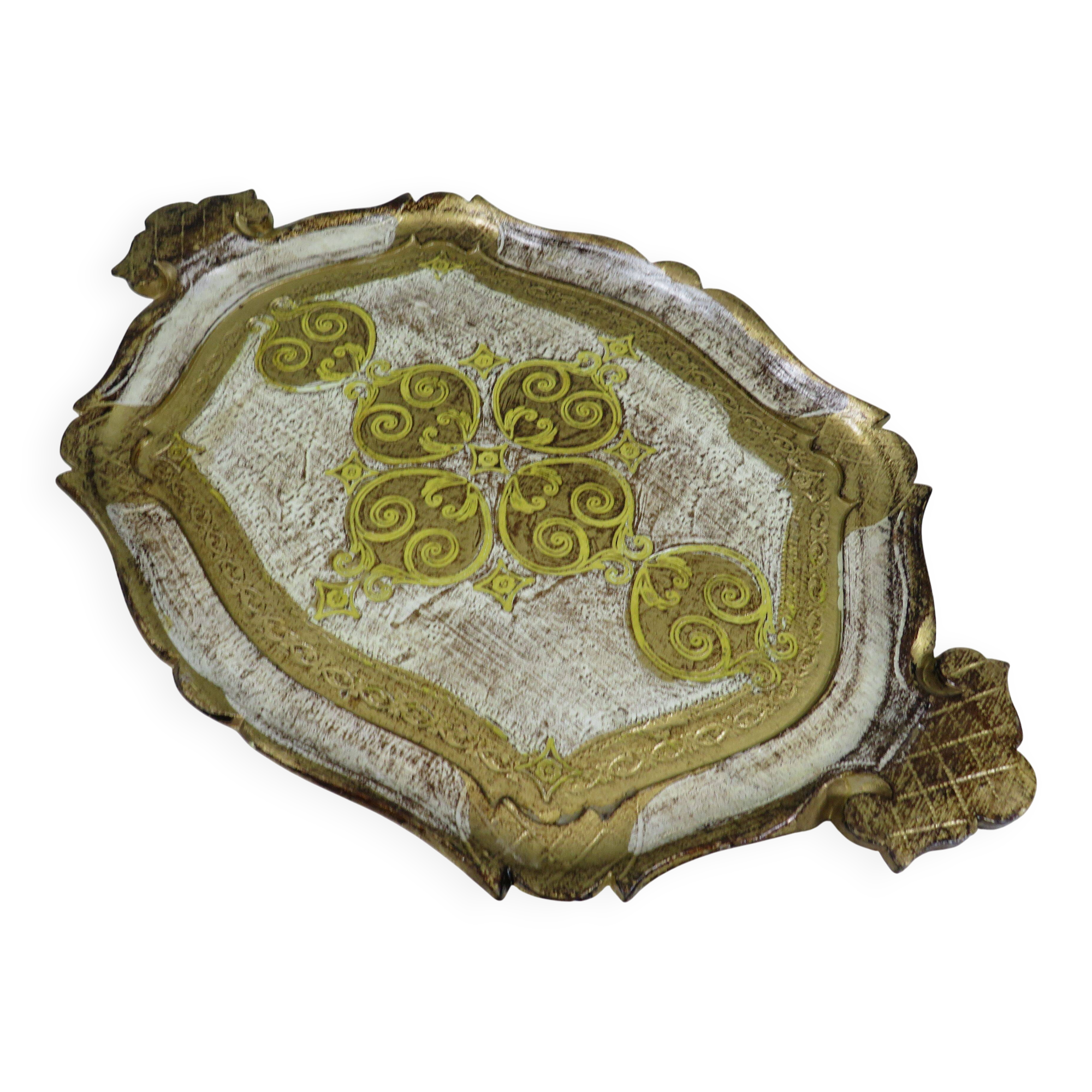 Golden hand-painted Venetian plate – Italy, mid-20th century