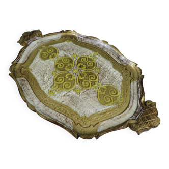 Golden hand-painted Venetian plate – Italy, mid-20th century