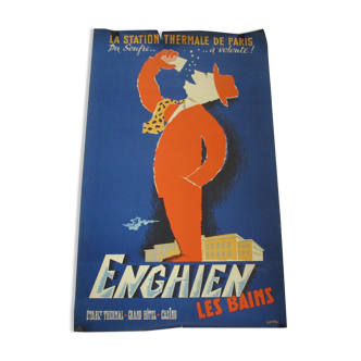 Affiche ancienne "Enghien les bains" la station thermale de Paris  P. Delpire