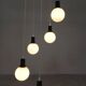 Lampe suspendue Cascade avec 5 boules en verre blanc, années 70