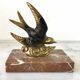 Marble swallow and brass paperweight