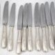 Ercuis Artois, 24 knives, 12 dinner + 12 dessert, cheese in silver-plated metal.