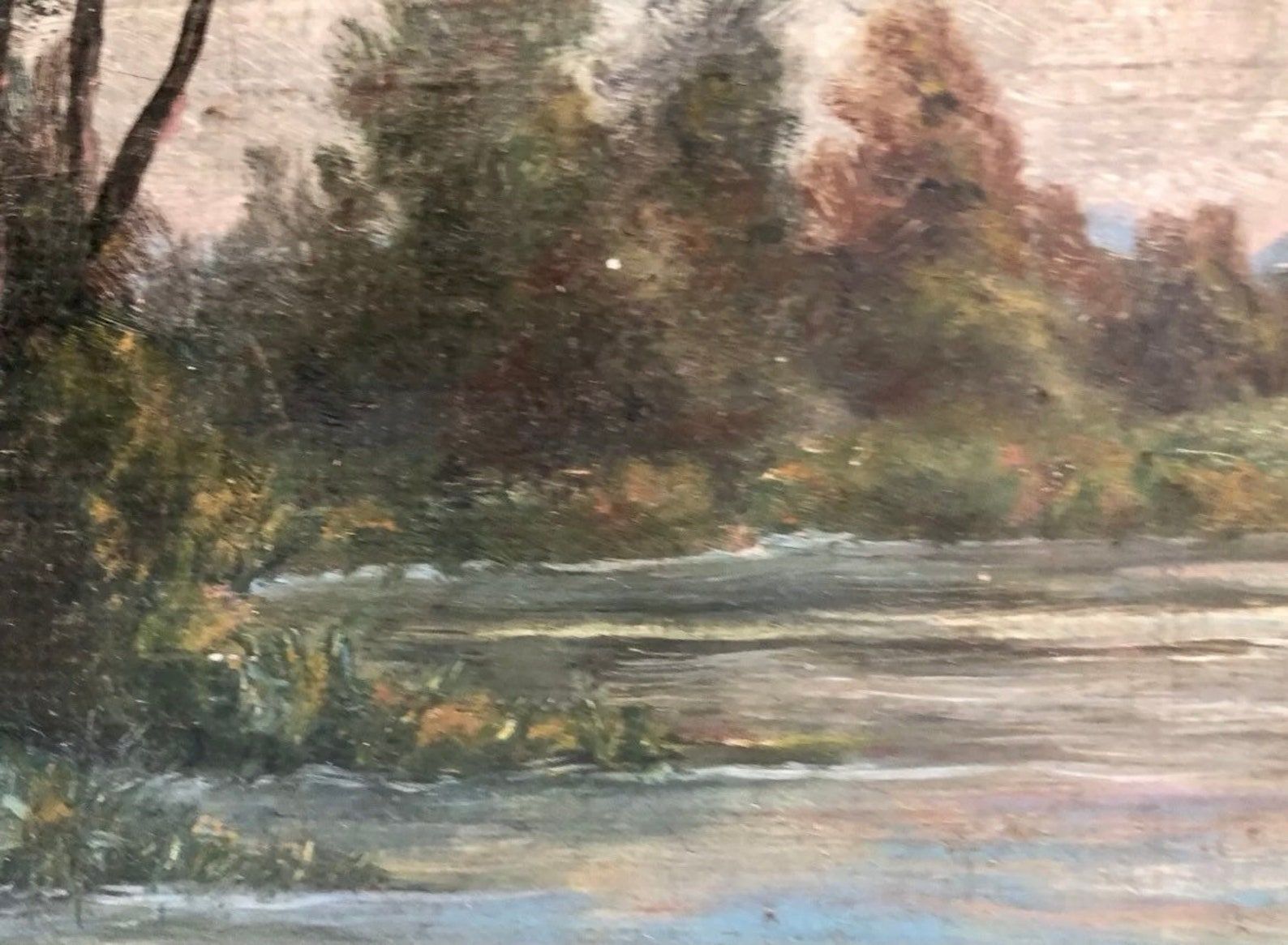 Mid 20th Century French Farmhouse Landscape Oil Painting on Board