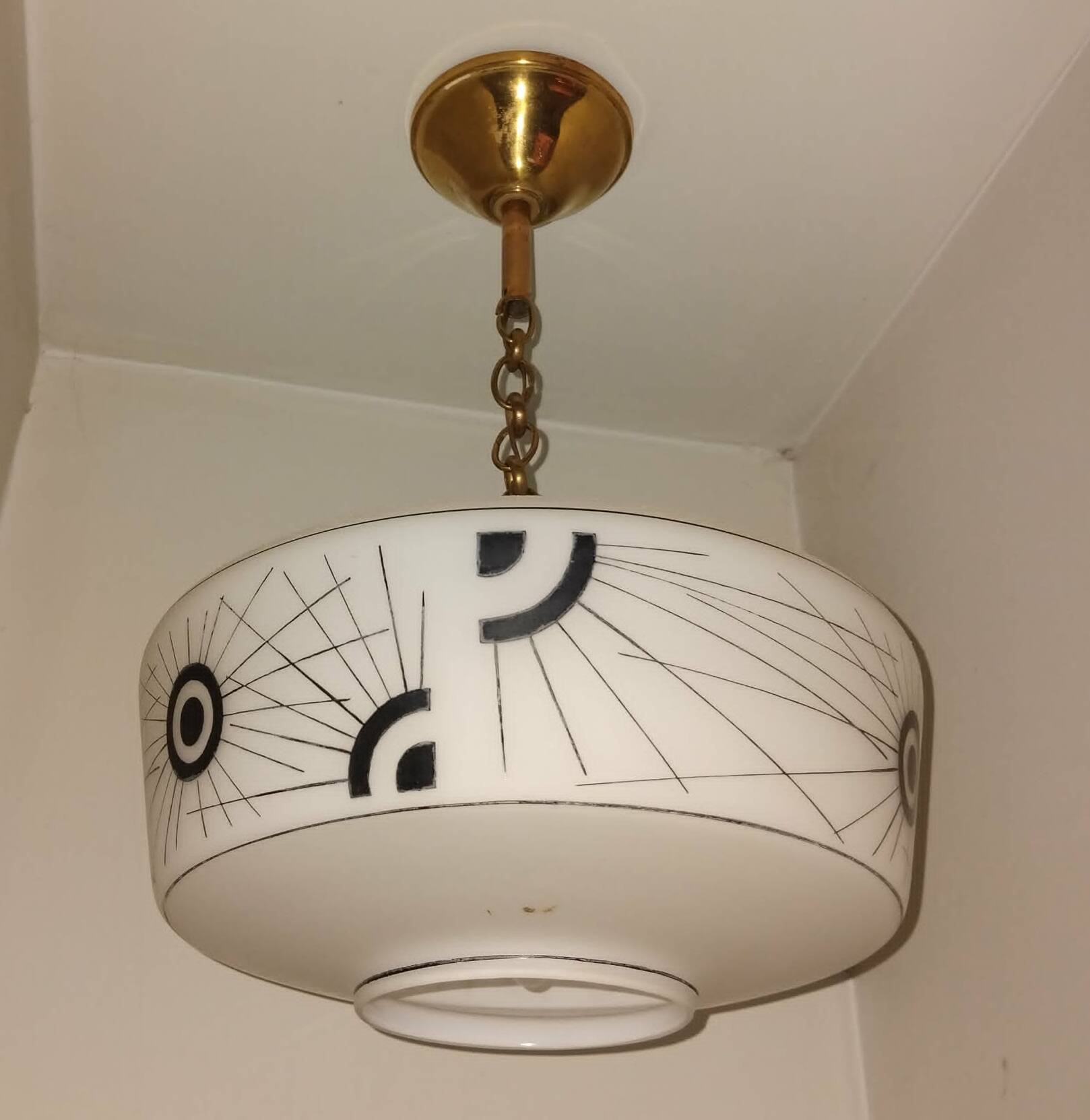 Suspension opaline décorée années 50/60