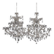 Pair of large Maria Theresa chandeliers. Crystal and glass.