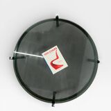 Vintage round coffee table with smoked glass and chrome.