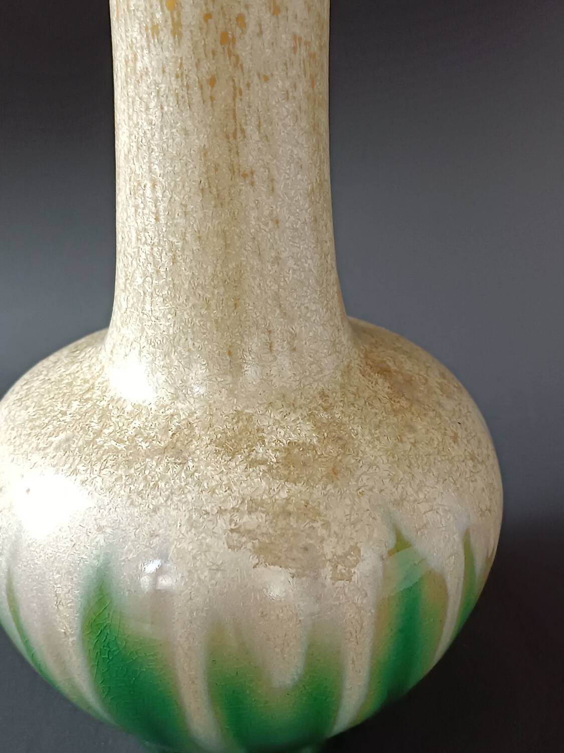 Art Nouveau stoneware vase with crystallization