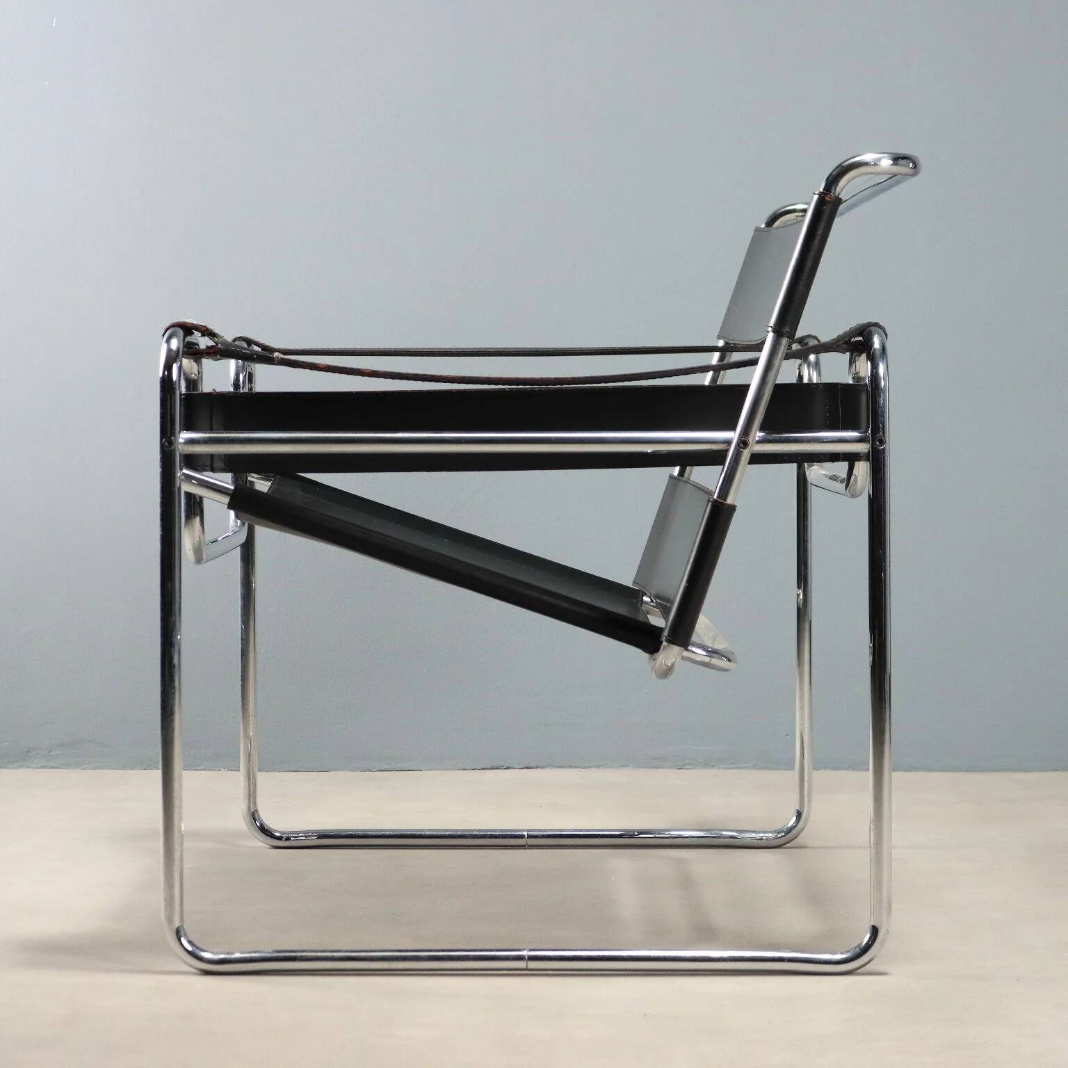 Fauteuil Wassily Gavina, design vintage Marcel Breuer, Italie, années 1970