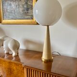 Conic parchment and brass table lamp, France 1960