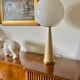 Conic parchment and brass table lamp, France 1960