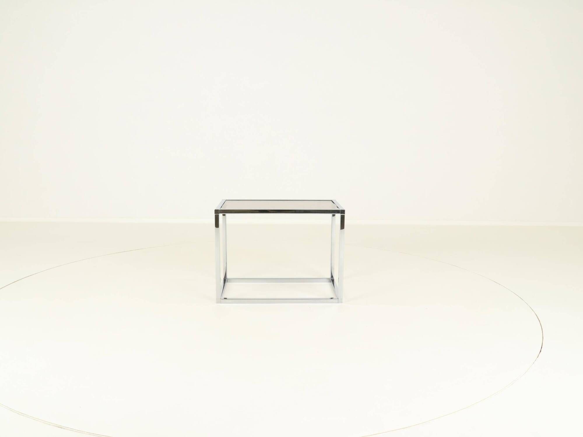 Coffee or Side Table in Chroom & Smoked Glass by Belgo Chrom, Belgium,1970s
