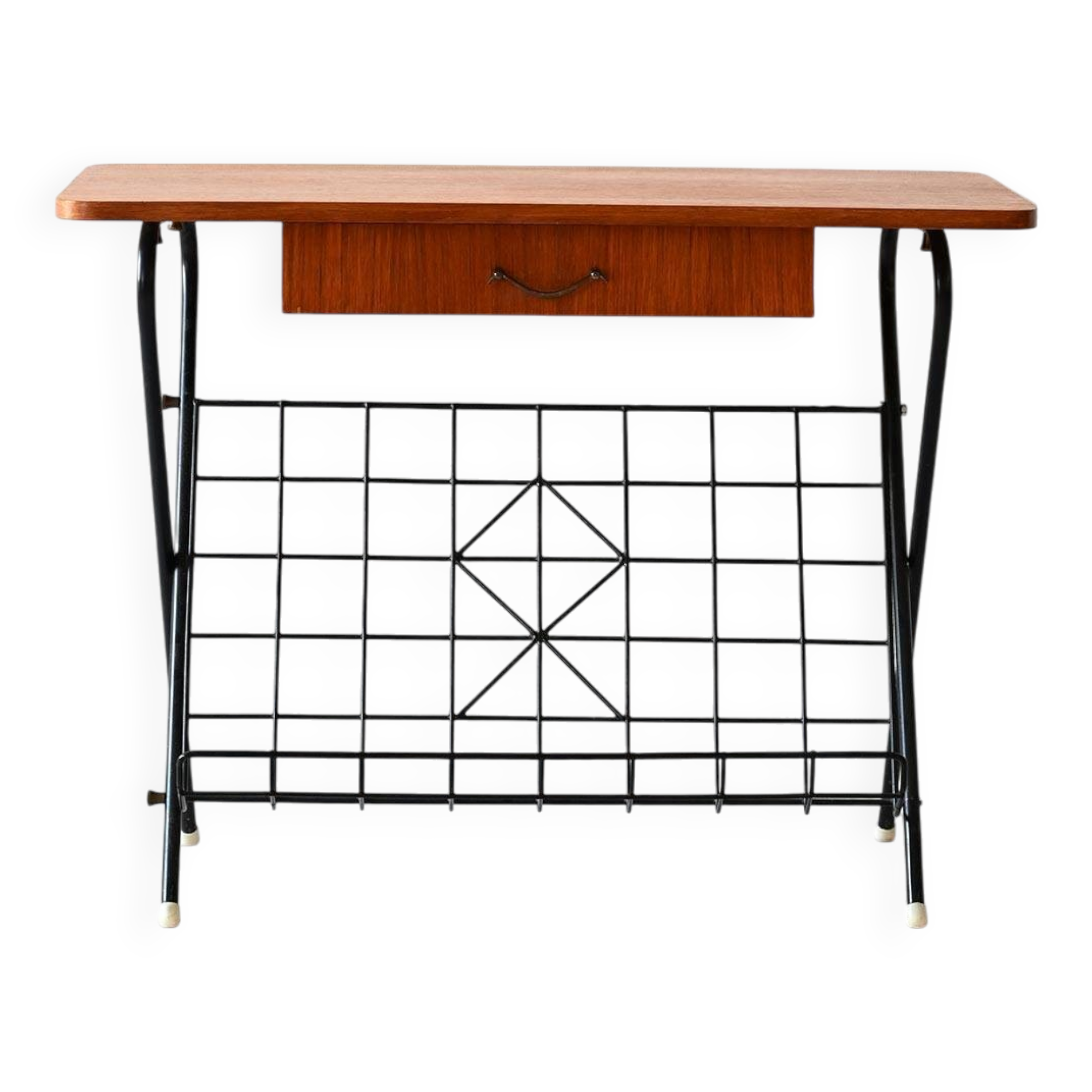 Table de chevet des années 60 avec pieds en métal