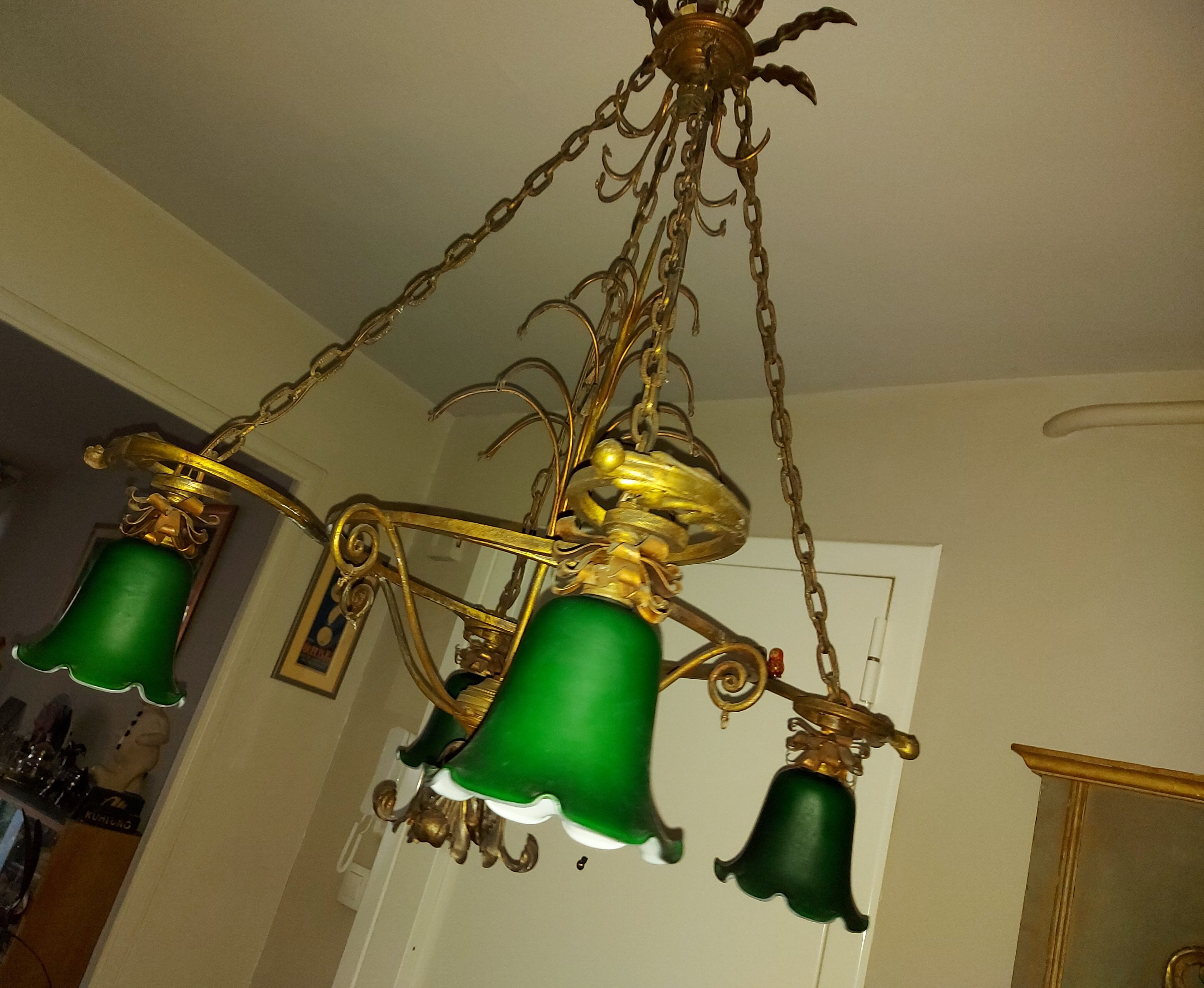 Very large art nouveau chandelier Murano (1 meter)