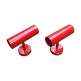 Mid-century minimalist red wall lamp, set of 2.