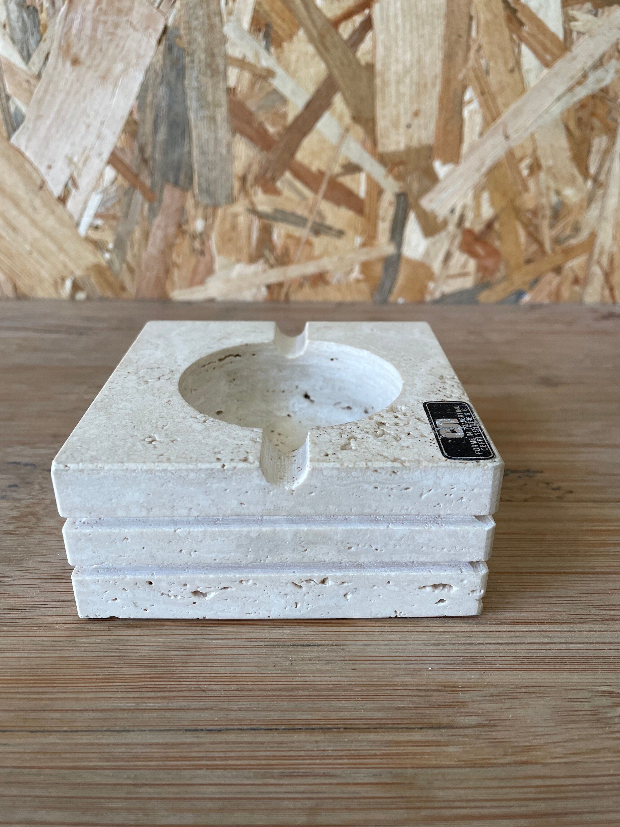 Travertine ashtray by Cerri Nestore