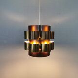 Danish cylindrical hanging lamp in brown and gold 1980s