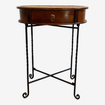 Side table / bedside table / pedestal table / antique wooden harness and canning