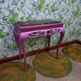 Console with marble and a mirror Louis XV pink style