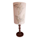 Turned wood lamp and silk lampshade