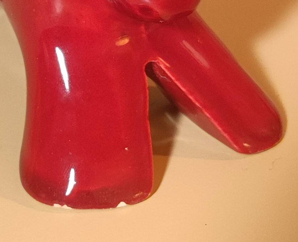 Burgundy ceramic horse lamp from the 1950s