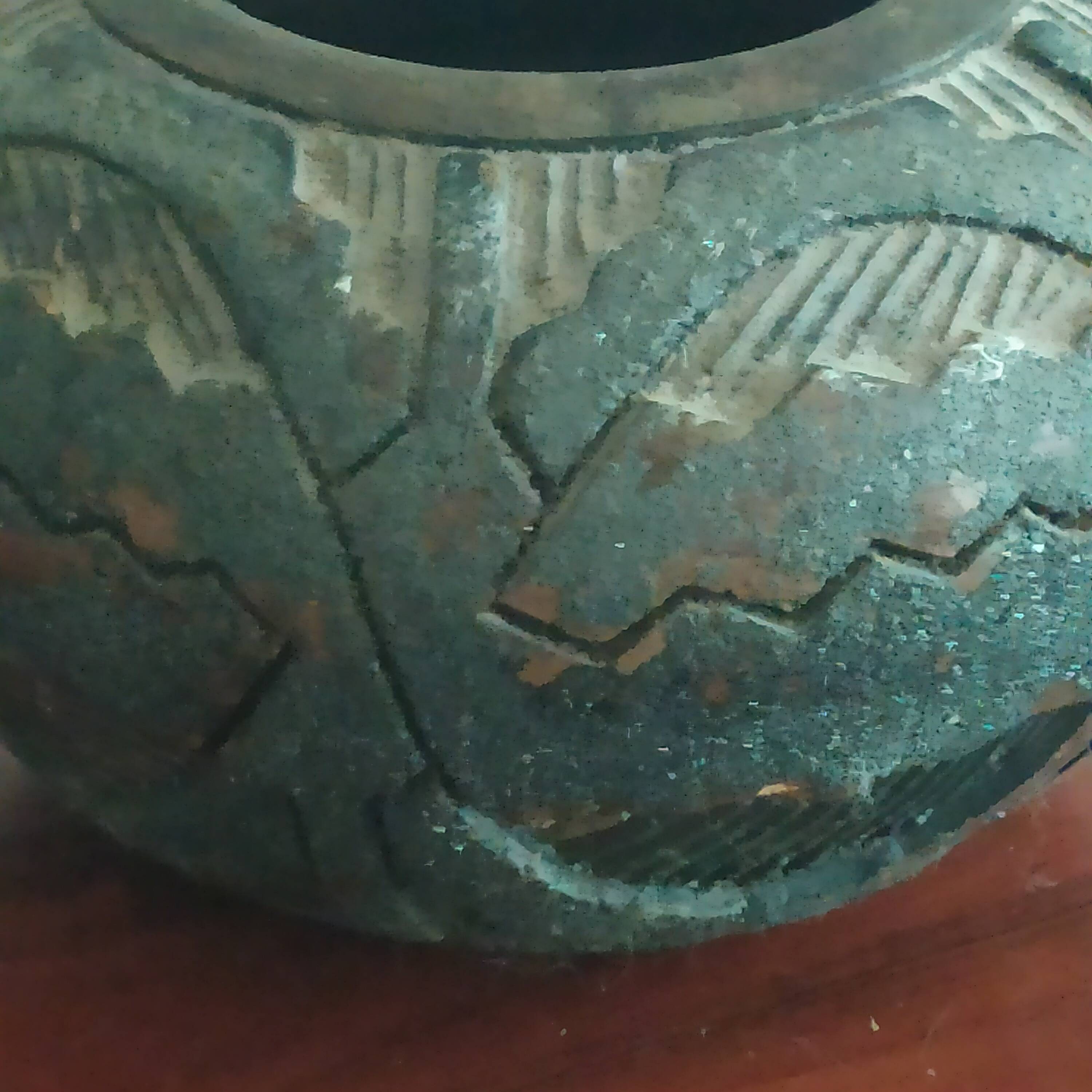 Brazilian pottery ball vase from Oyapock