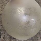 Engraved glass globe tulip oil lamp