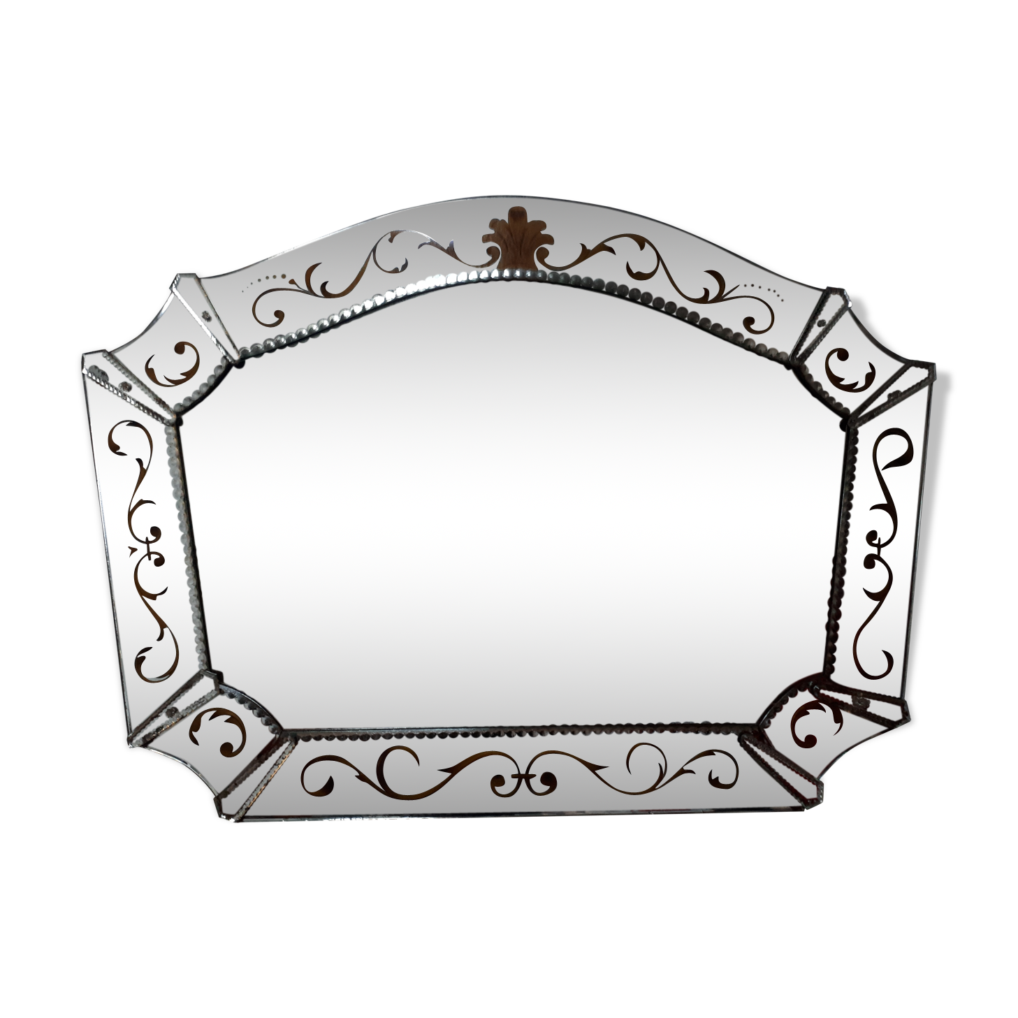 Miroir mural vintage 1950 verre églomisé