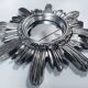 Wall Sun Mirror • Large Model • Carved Wood • Silver • 1960-70