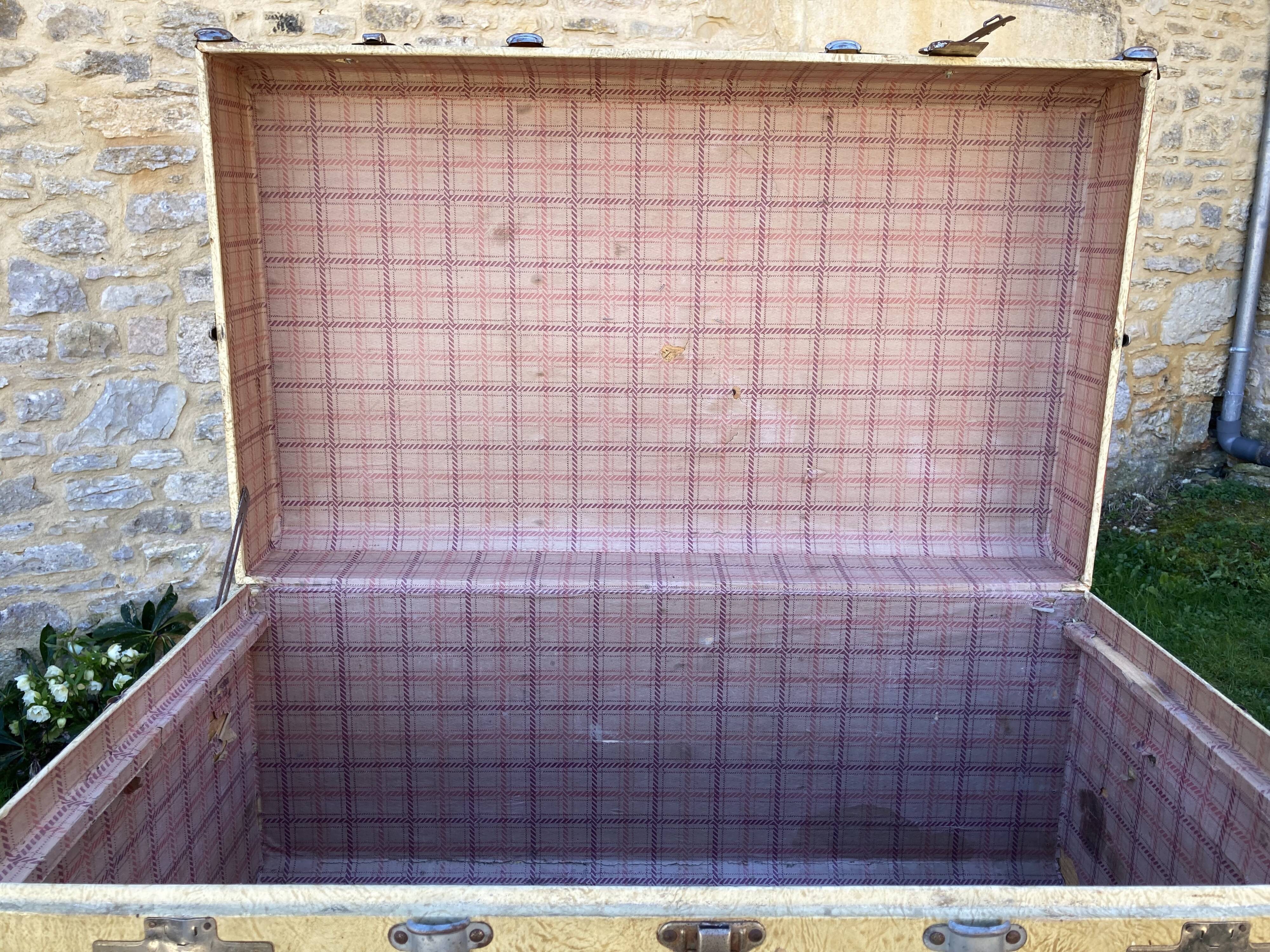 Antique wooden travel trunk