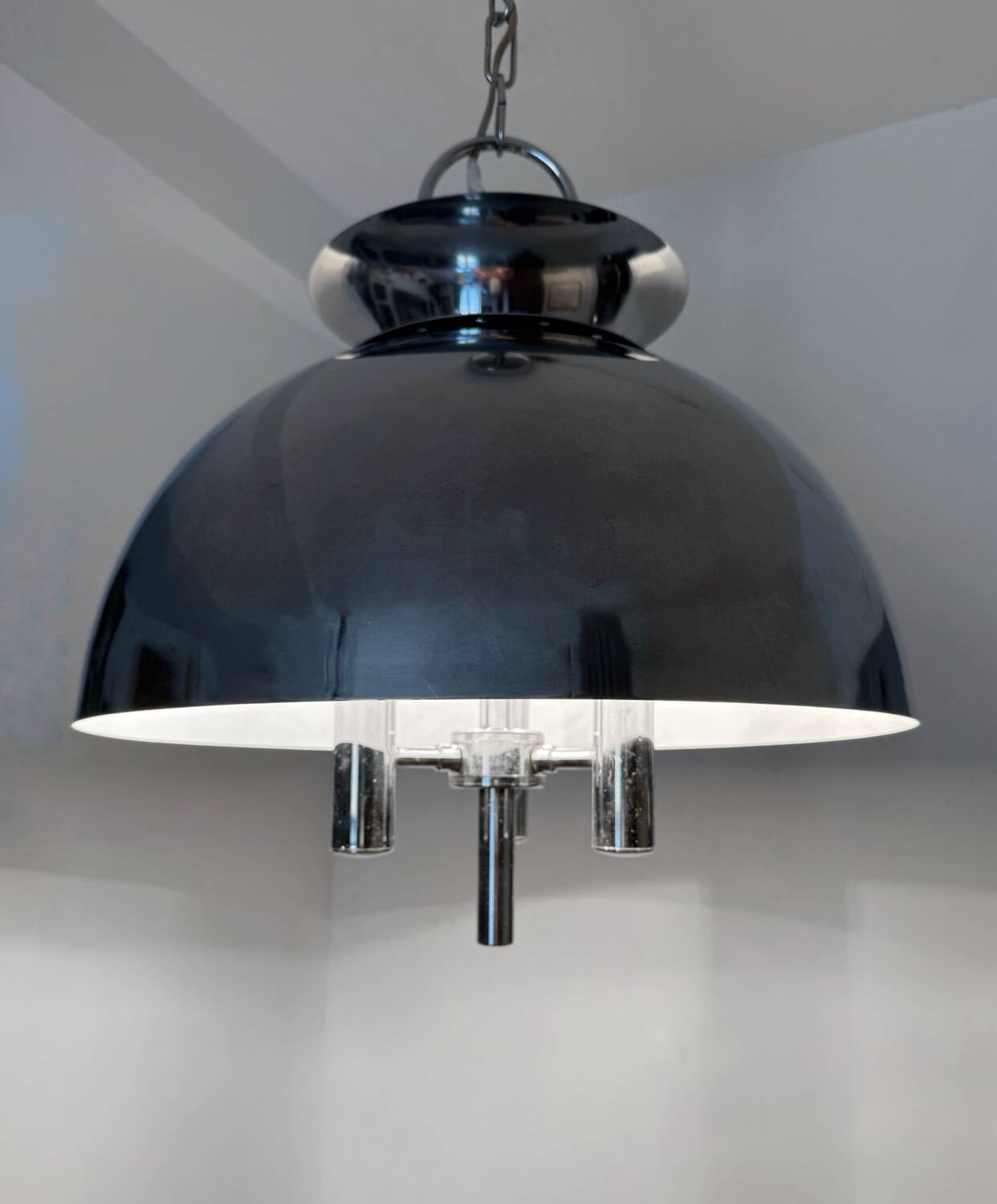 Space Age chrome design chandelier from the 70s