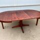 Scandinavian extendable round table in teak lg 115 to 205cm an60