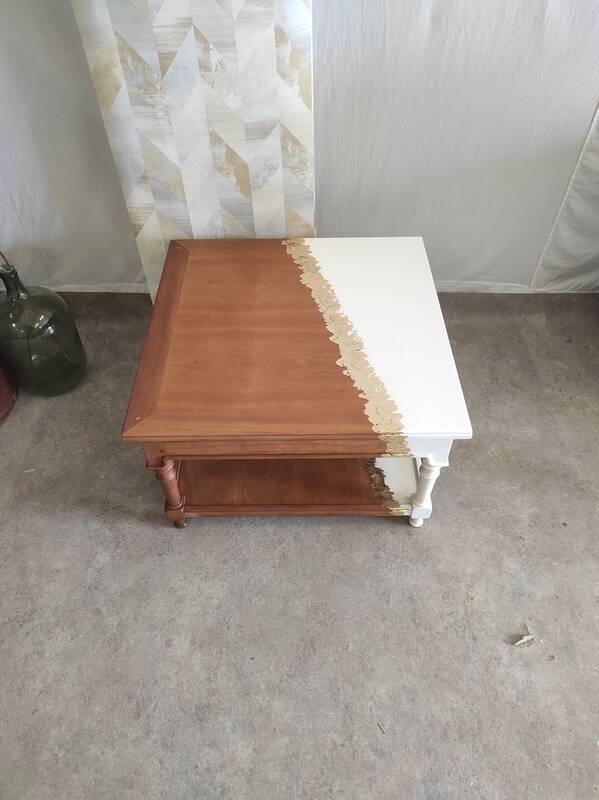 White and gold leaf coffee table