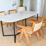 Rectangular dining table in Carrara marble 200x100