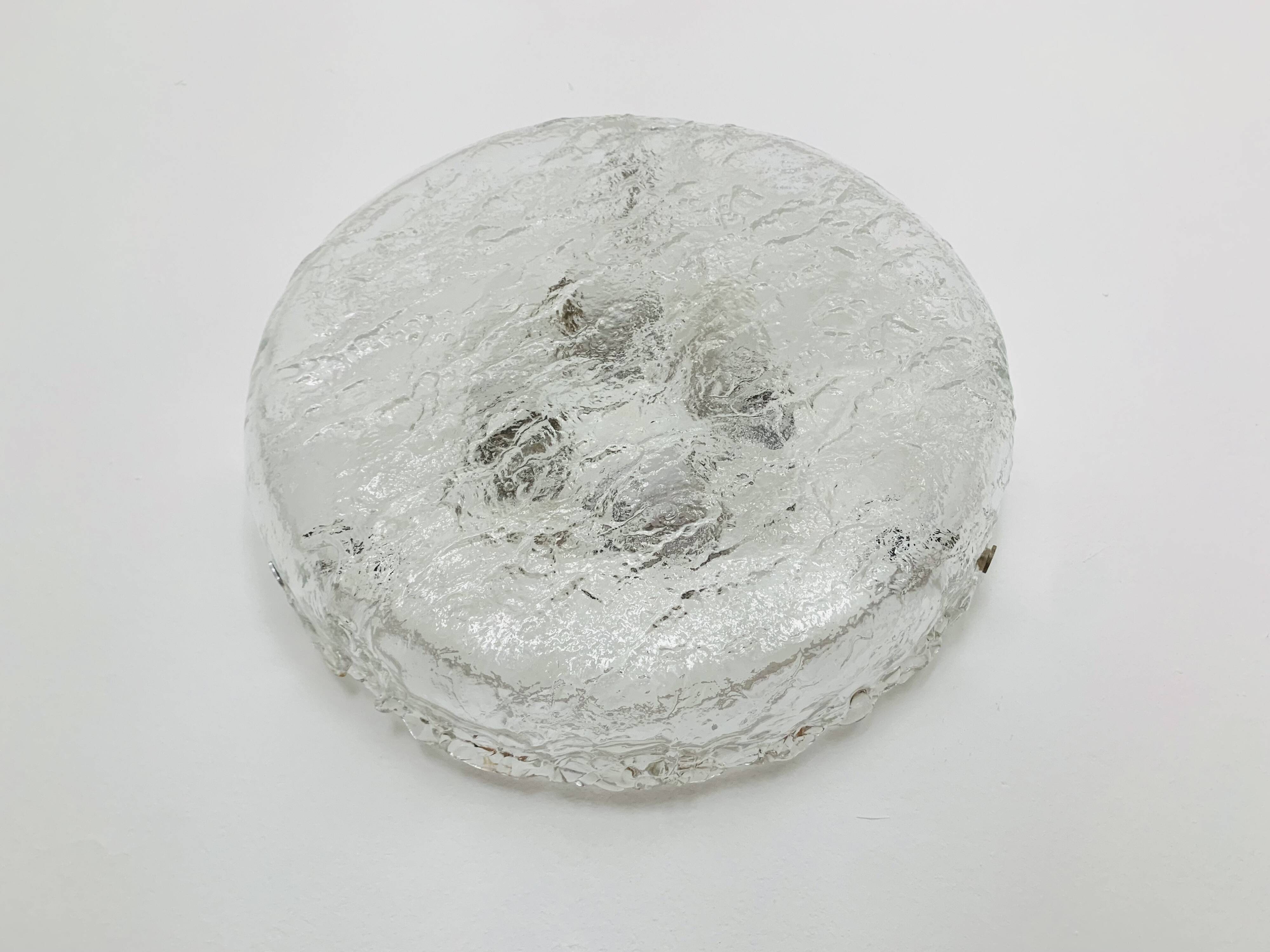 Plafonnier en verre glacé par Kaiser Leuchten