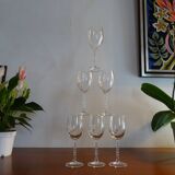 6 glasses of red wine crystal of Arques - Model fleury Epi signed - 17,6 cm