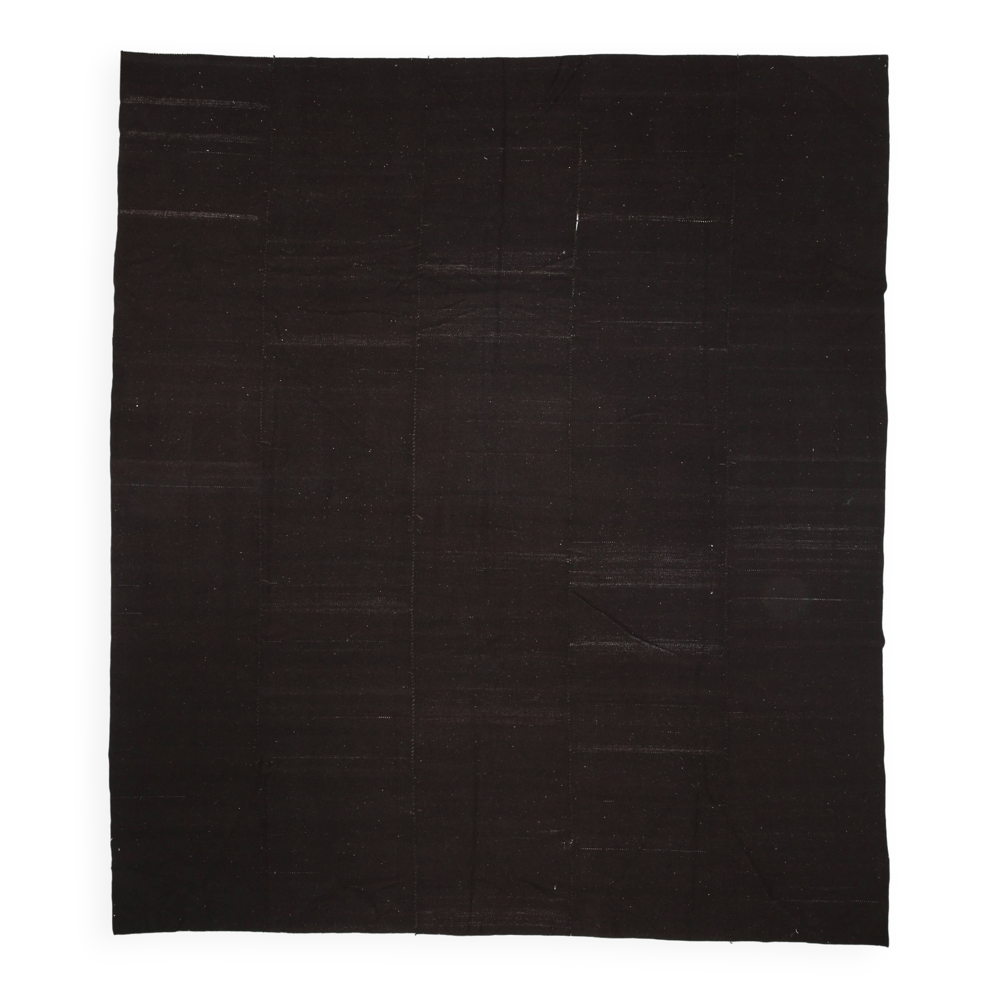 Turkish Dark Brown Modern Vintage Kilim Rug, 320x367Cm