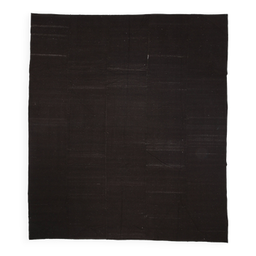 Turkish Dark Brown Modern Vintage Kilim Rug, 320x367Cm