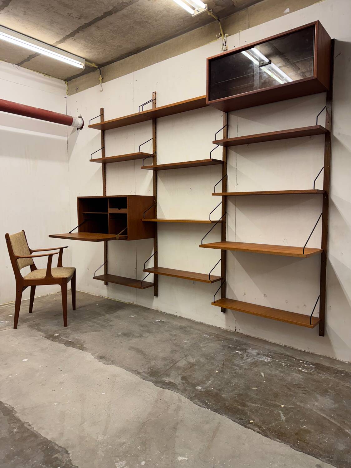 Meuble mural scandinave vintage en teck par Poul Cadovius pour Royal System, Cope