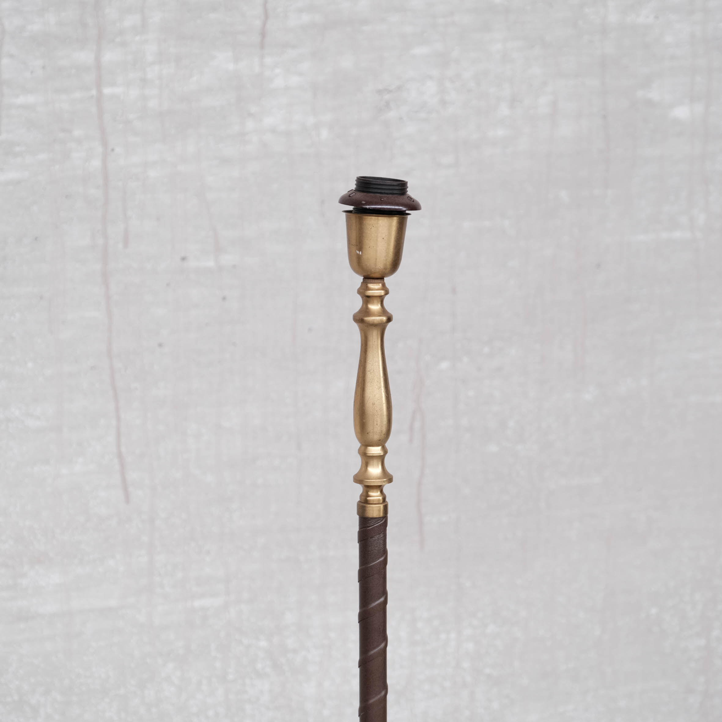 Pair of Leather and Brass Mid-Century Einar Bäckström Floor Lamps