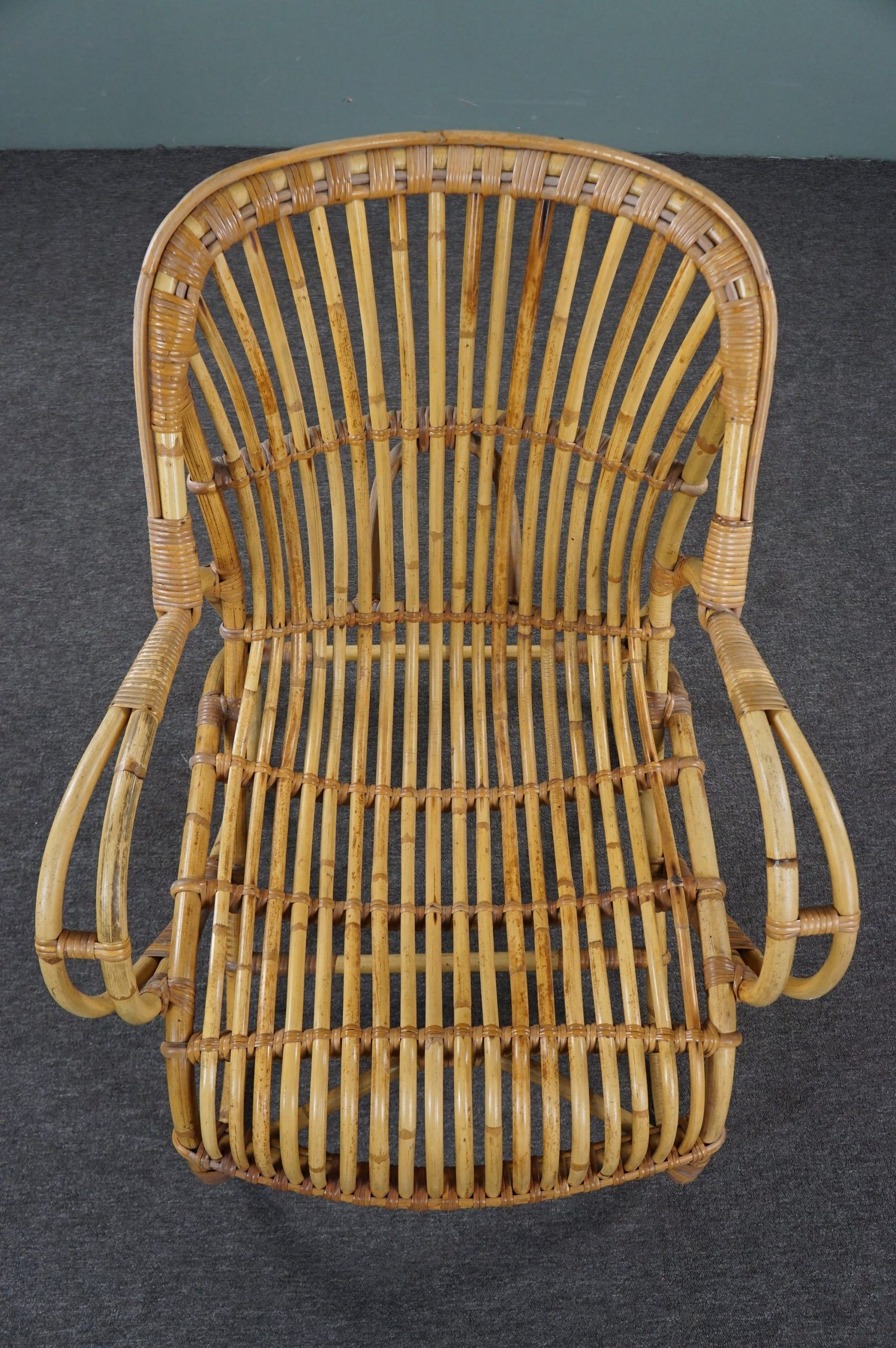 Rattan armchair with armrests 1950