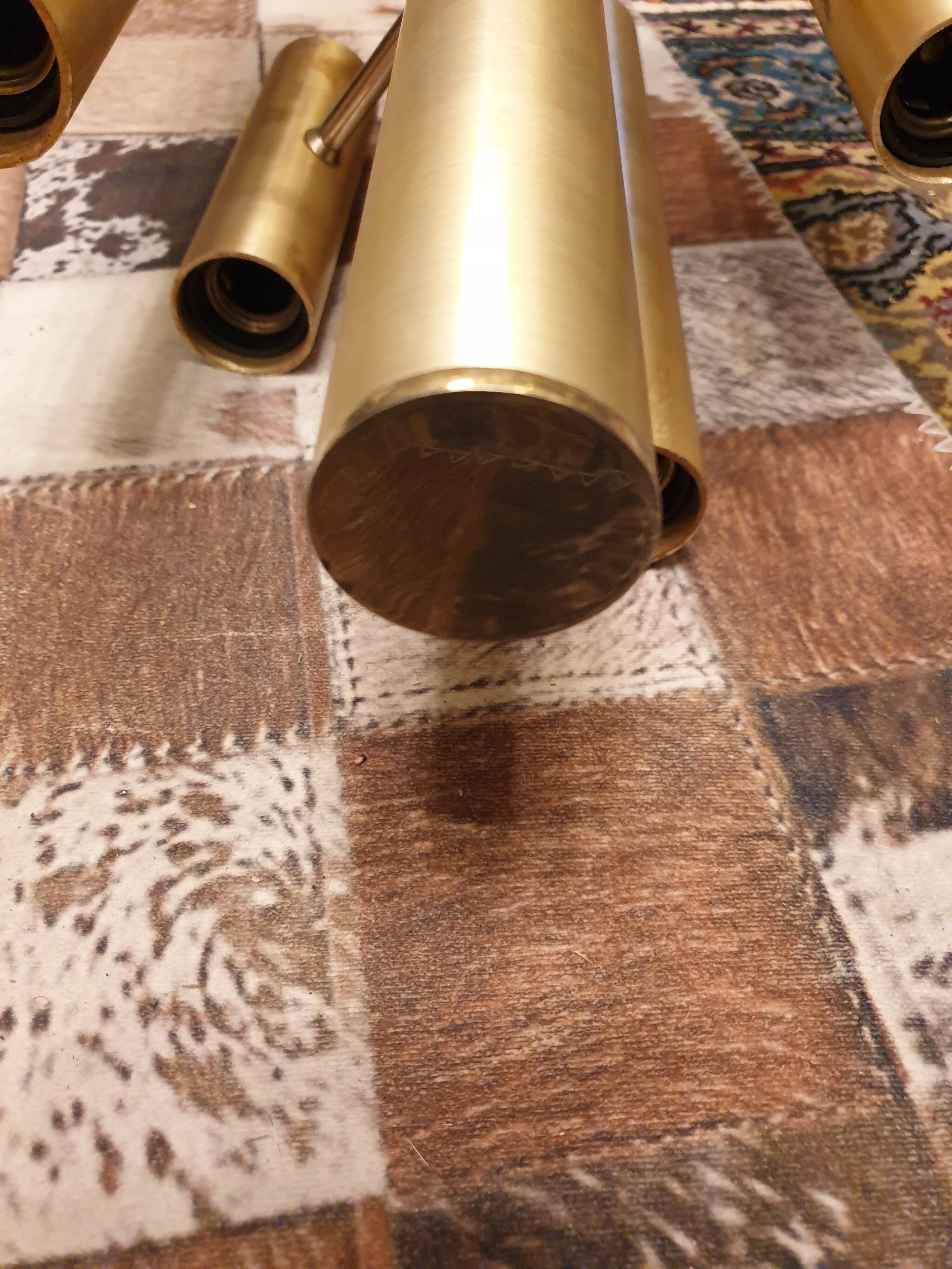 Gold metal pendant chandelier, Italy - 1970