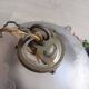Suspension ancienne globe verre gravé rose frange perles rocaille Art