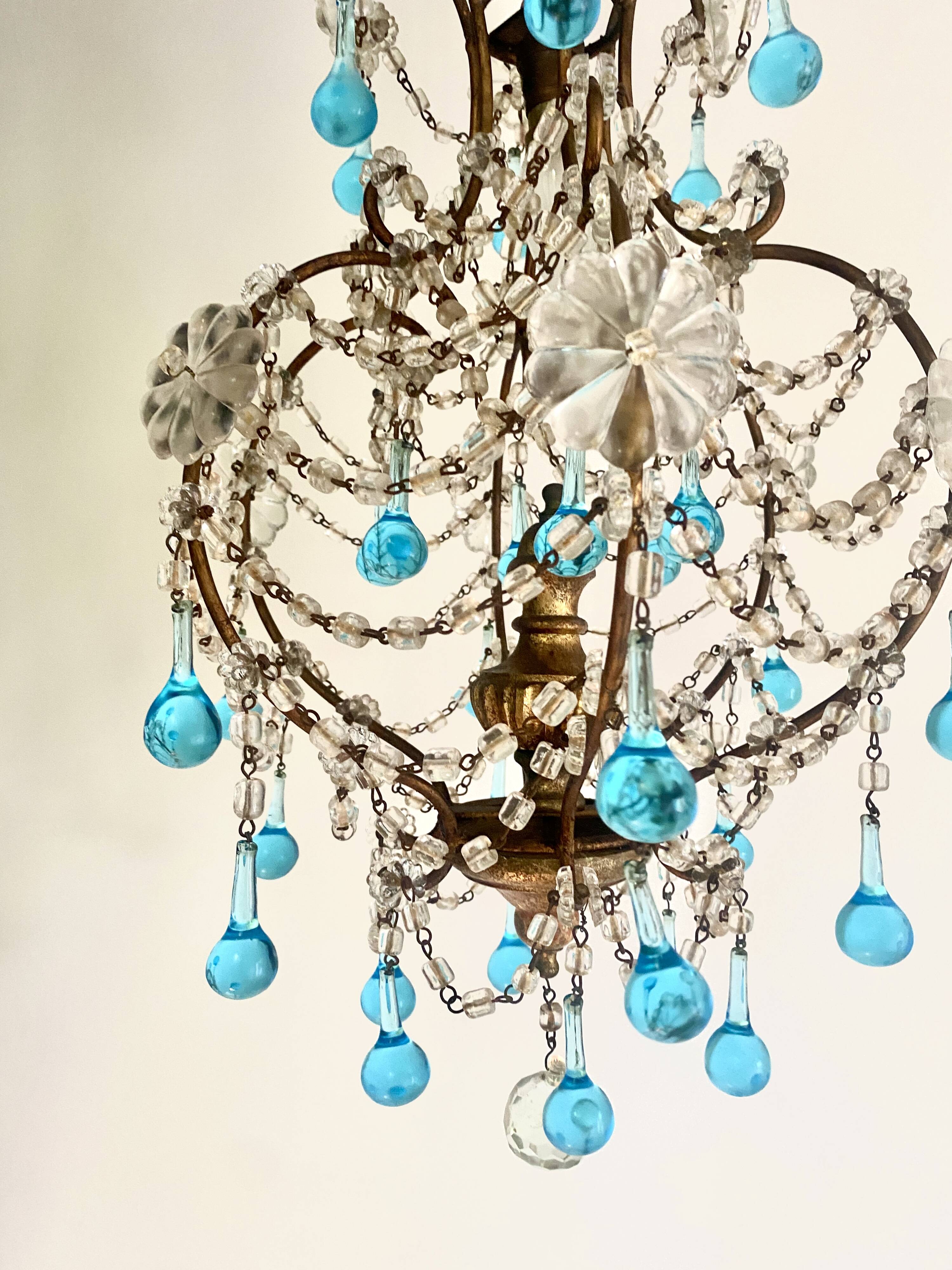 Old crystal pendant chandelier