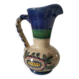 Pichet en faïence à décor floral, années 1950-1970