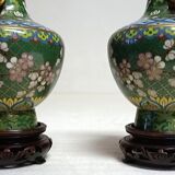 Pair of Asian enamel cloisonné vases