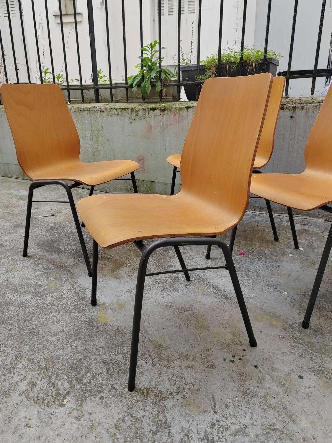 4 chaises vintage bois courbé