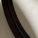 Round cast iron ironworker's mirror with ring, 1950s