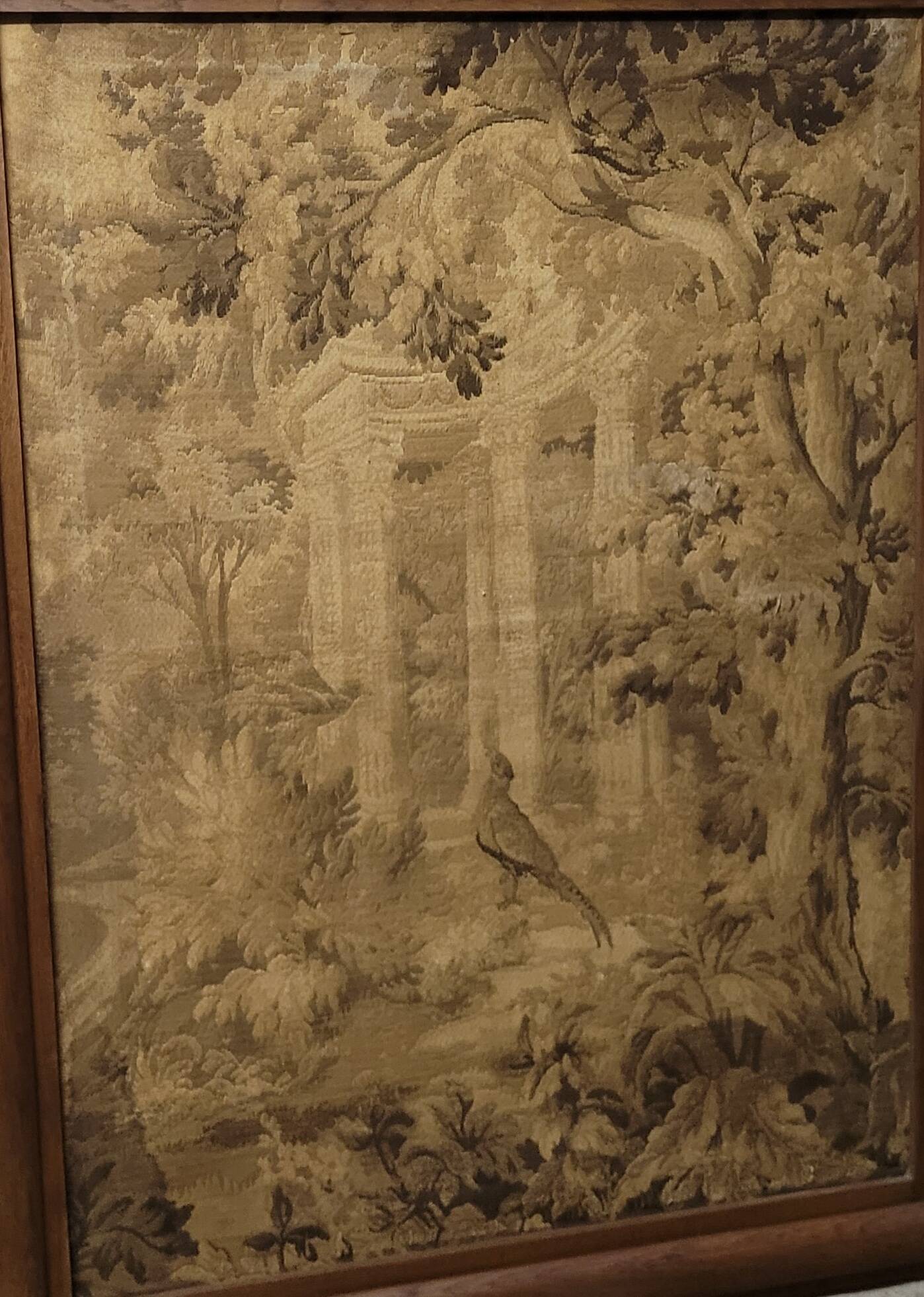 Still life tapestry on stretcher with wooden frame