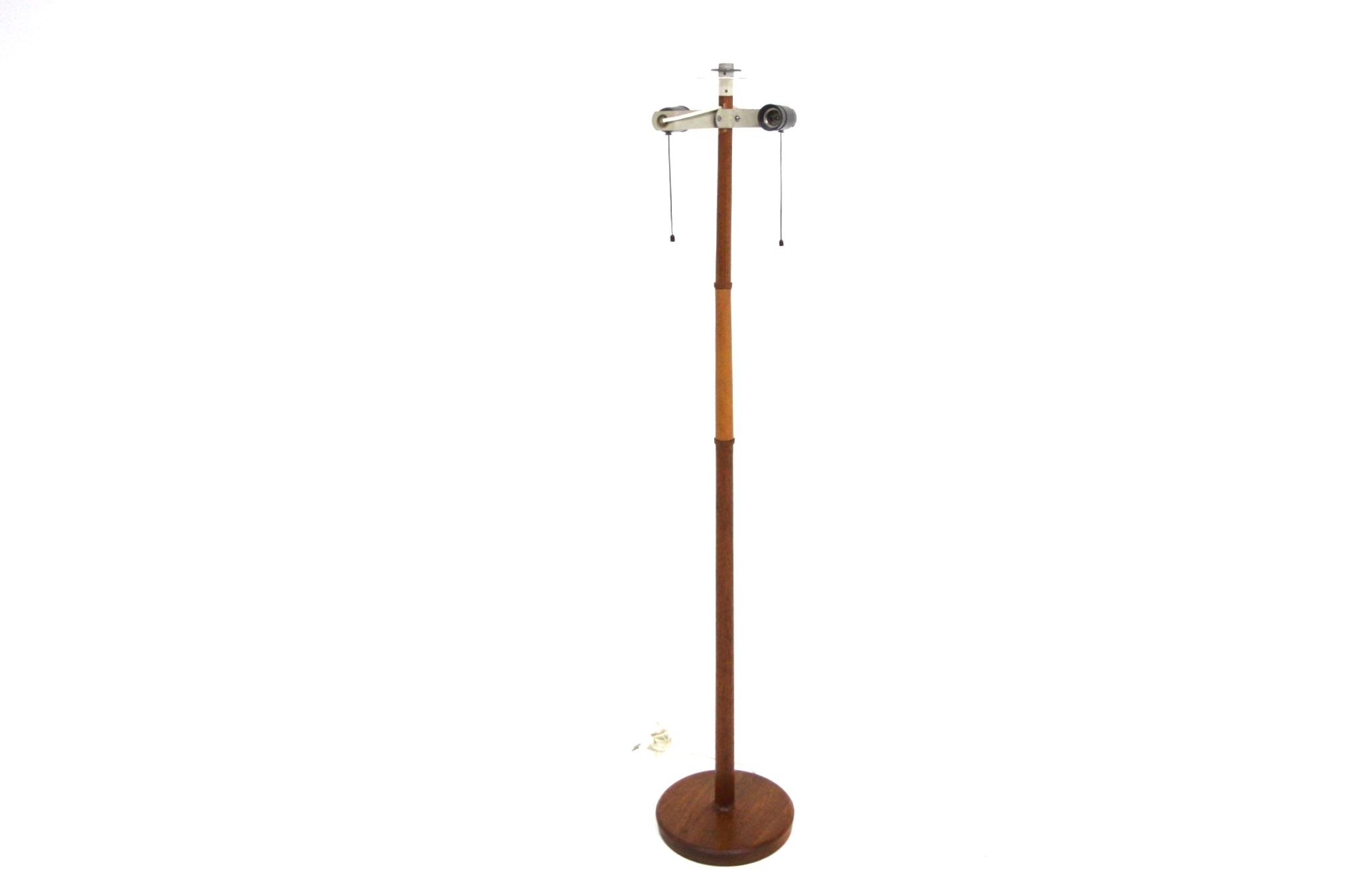 Lampadaire scandinave en teck et en cuir Suède 1960